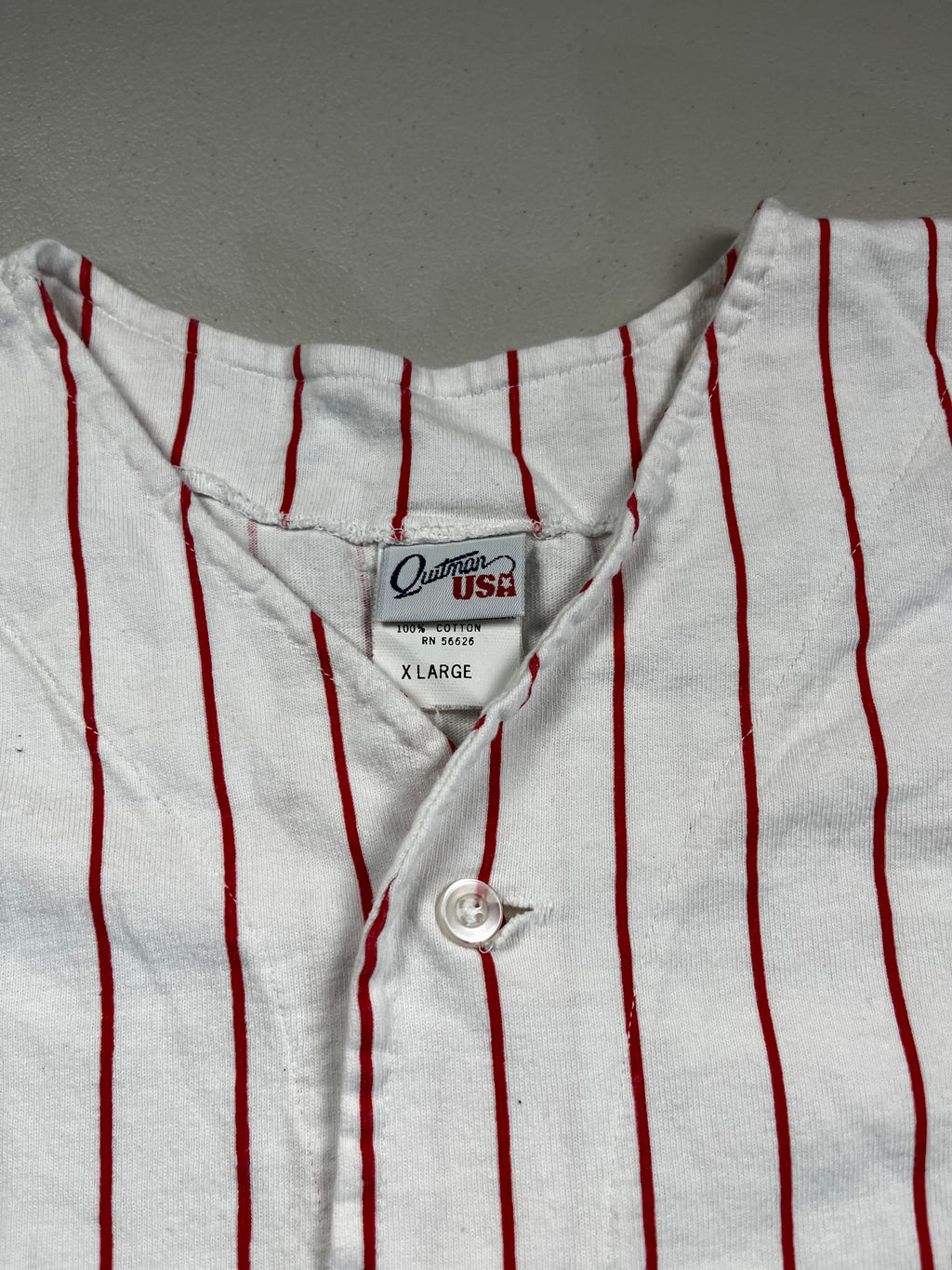 Vintage Disney White & Red Pinstripe Button-Up Jersey