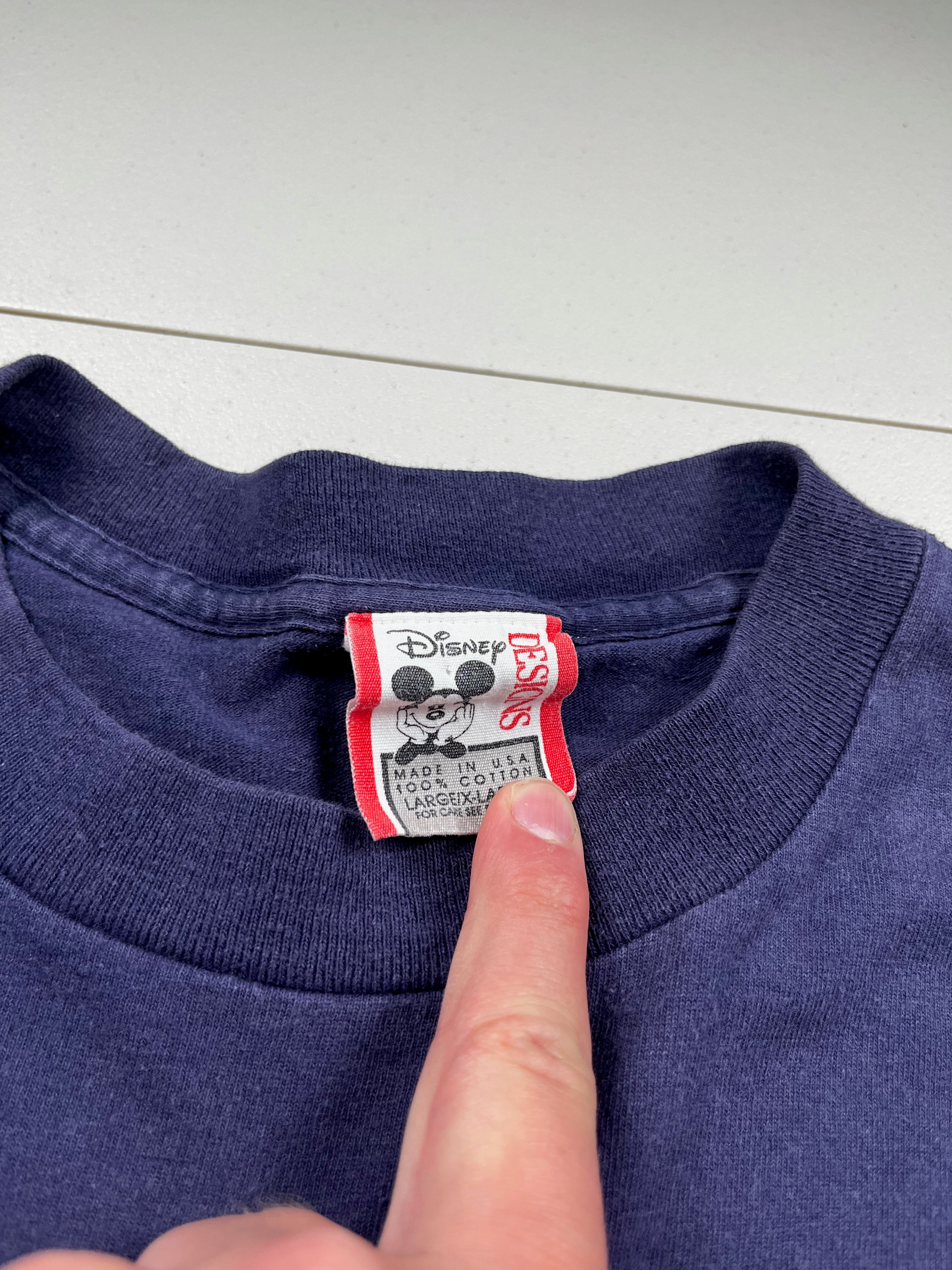 Vintage Disney Mickey Mouse 95 Graphic T-Shirt Navy Blue Tee