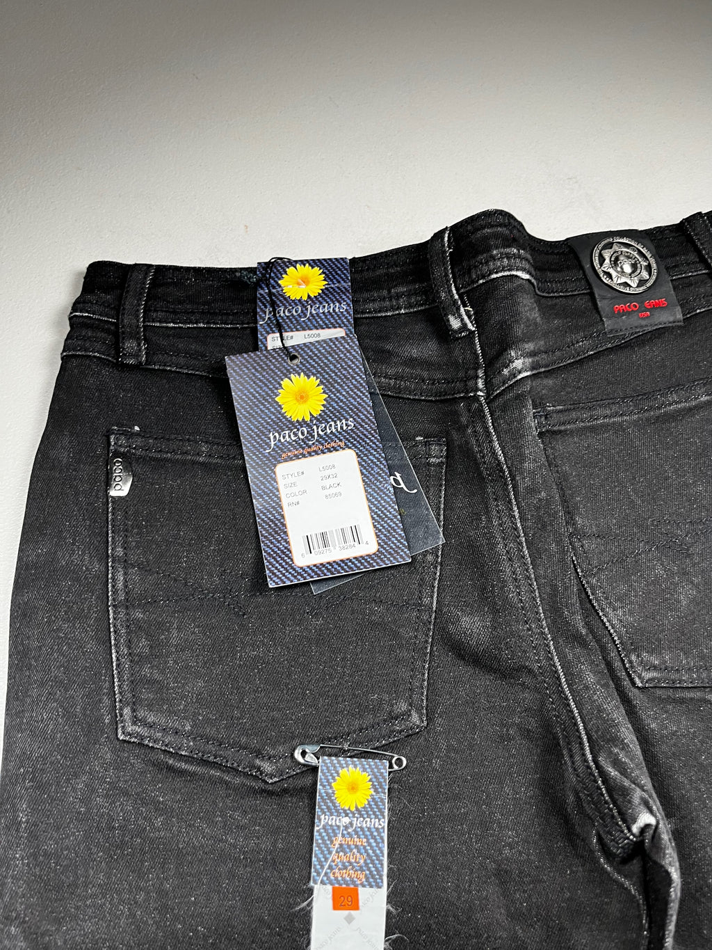 Vintage 90s Paco Jeans Black Slim Flare Denim NWT