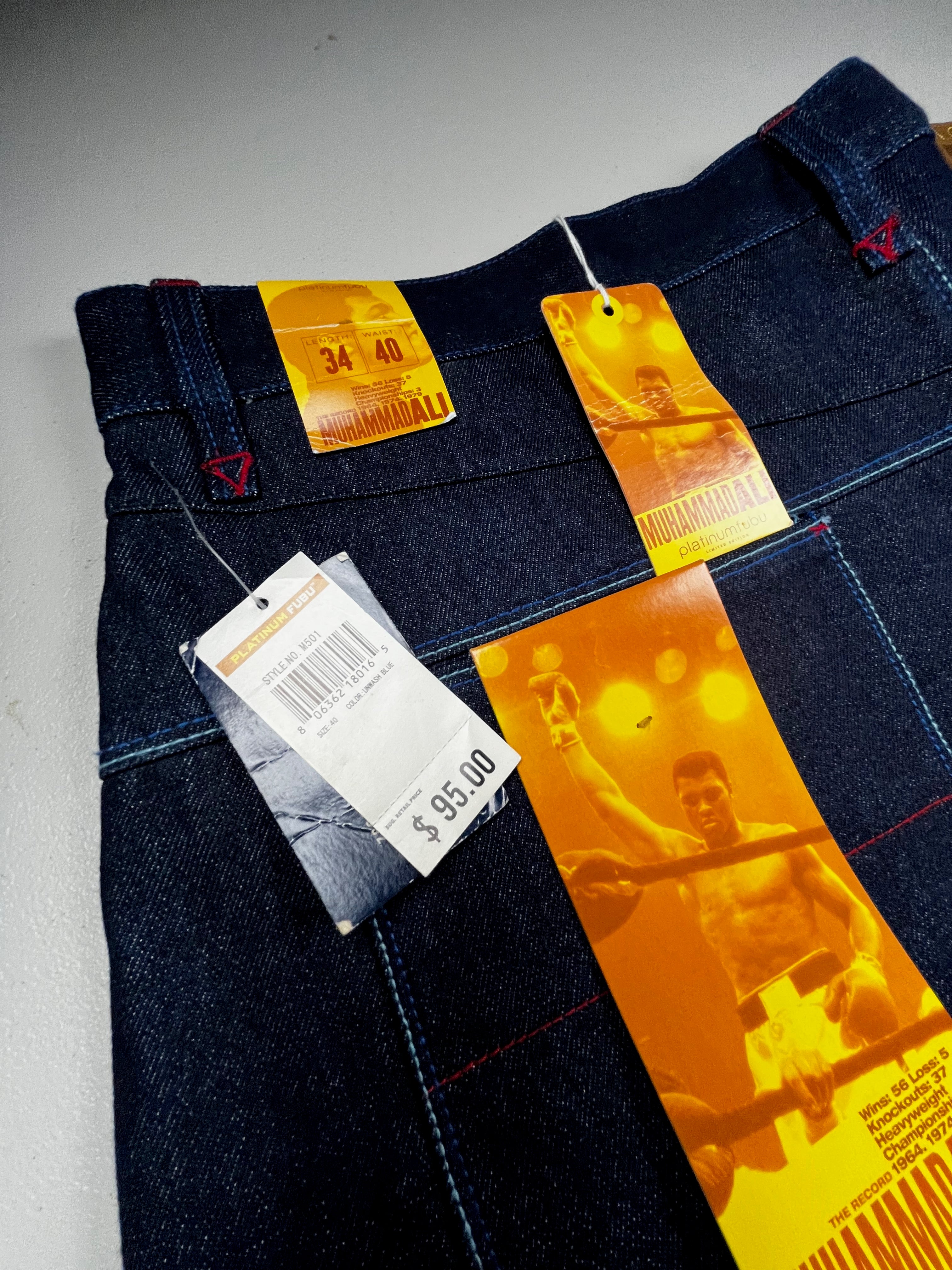 Vintage 90s Muhammad Ali Raw Denim Loose Fit Jeans