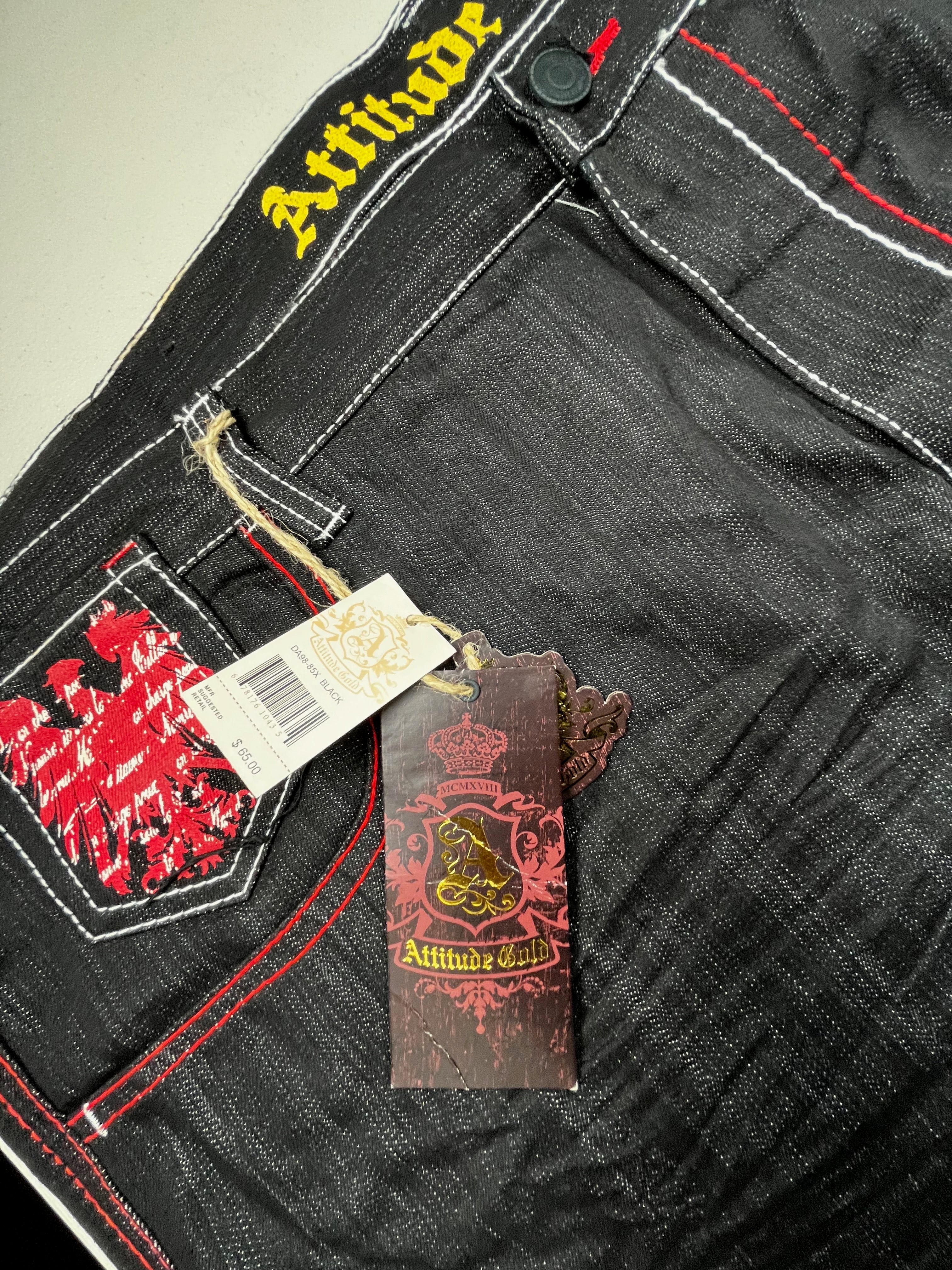 Vintage Y2K Embroidered Baggy Jeans Black