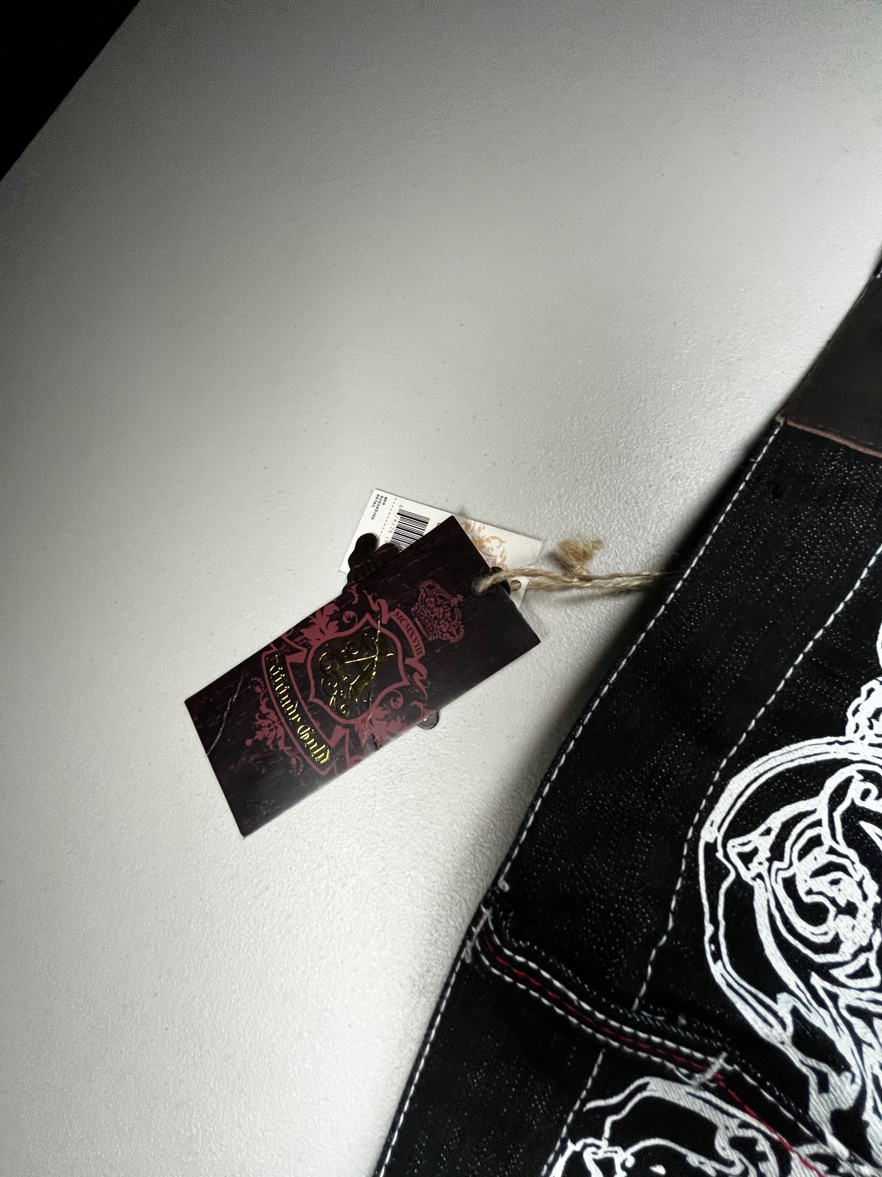 Vintage Y2K Embroidered Baggy Jeans Black