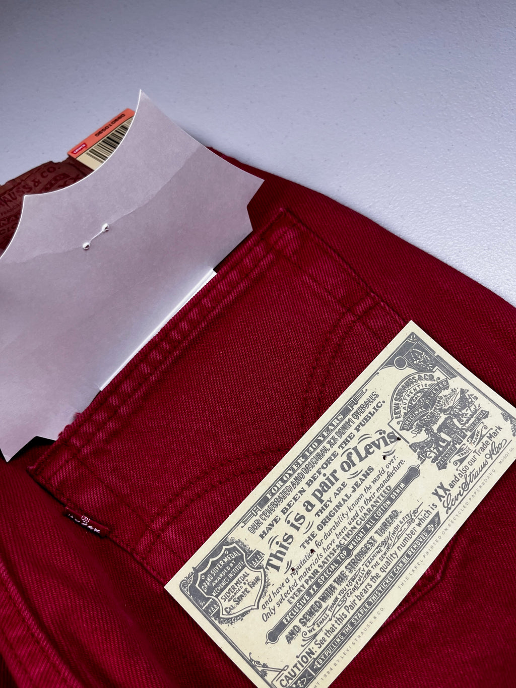 Deadstock Vintage Red Levi's 501 Jeans