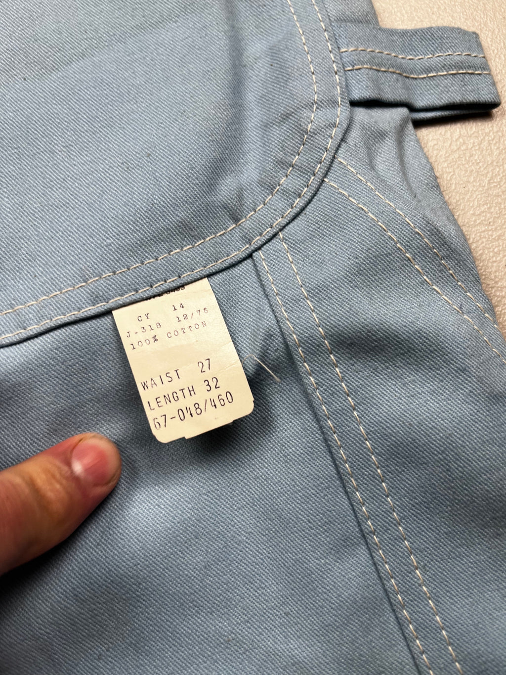 Vintage 1970s Washington Dee Cee Pastel Blue Carpenter