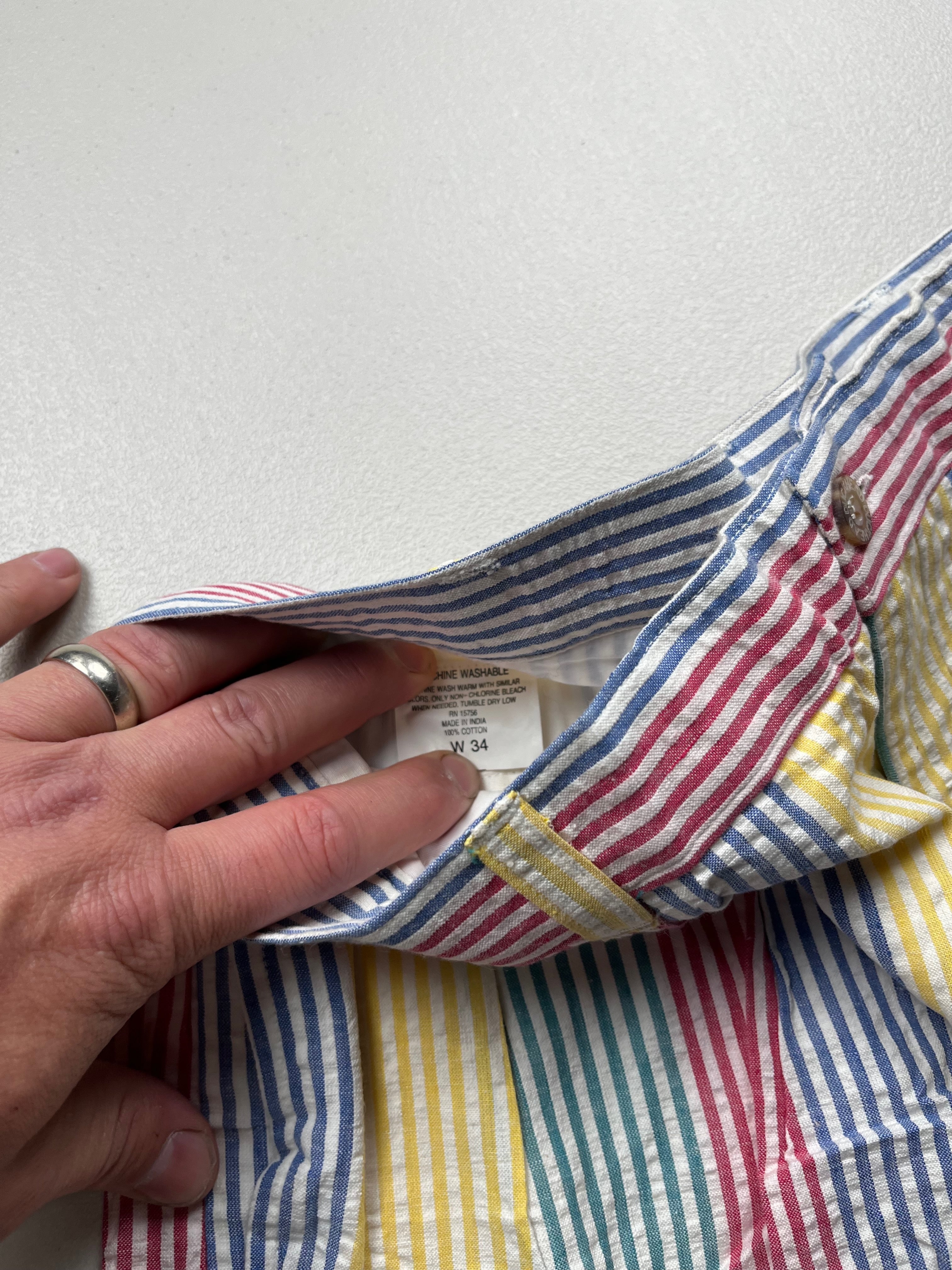 Vintage 90s Duck Head Multi-Color Striped Seersucker Shorts