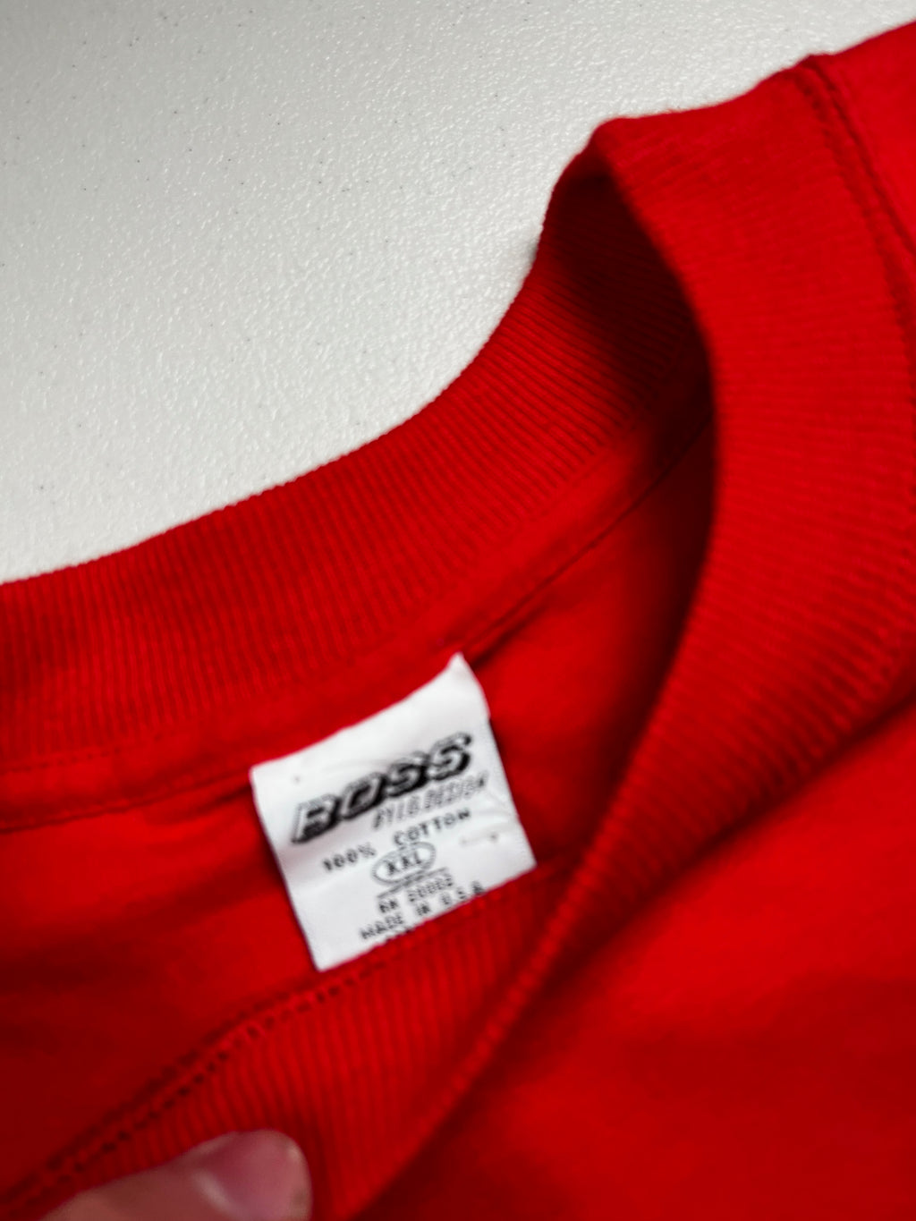 Vintage 90s Hugo Boss Red T-Shirt - Raised Embroidered Logo Heavyweight Tee