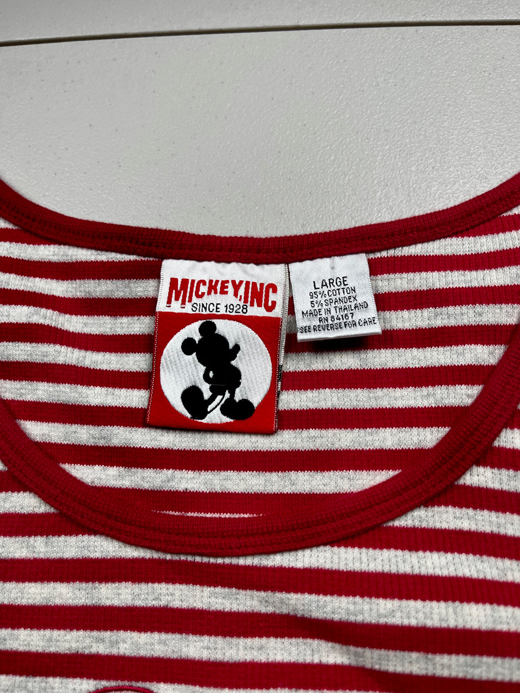 Vintage Y2K Walt Disney World Mickey Inc Striped Ringer Baby Tee