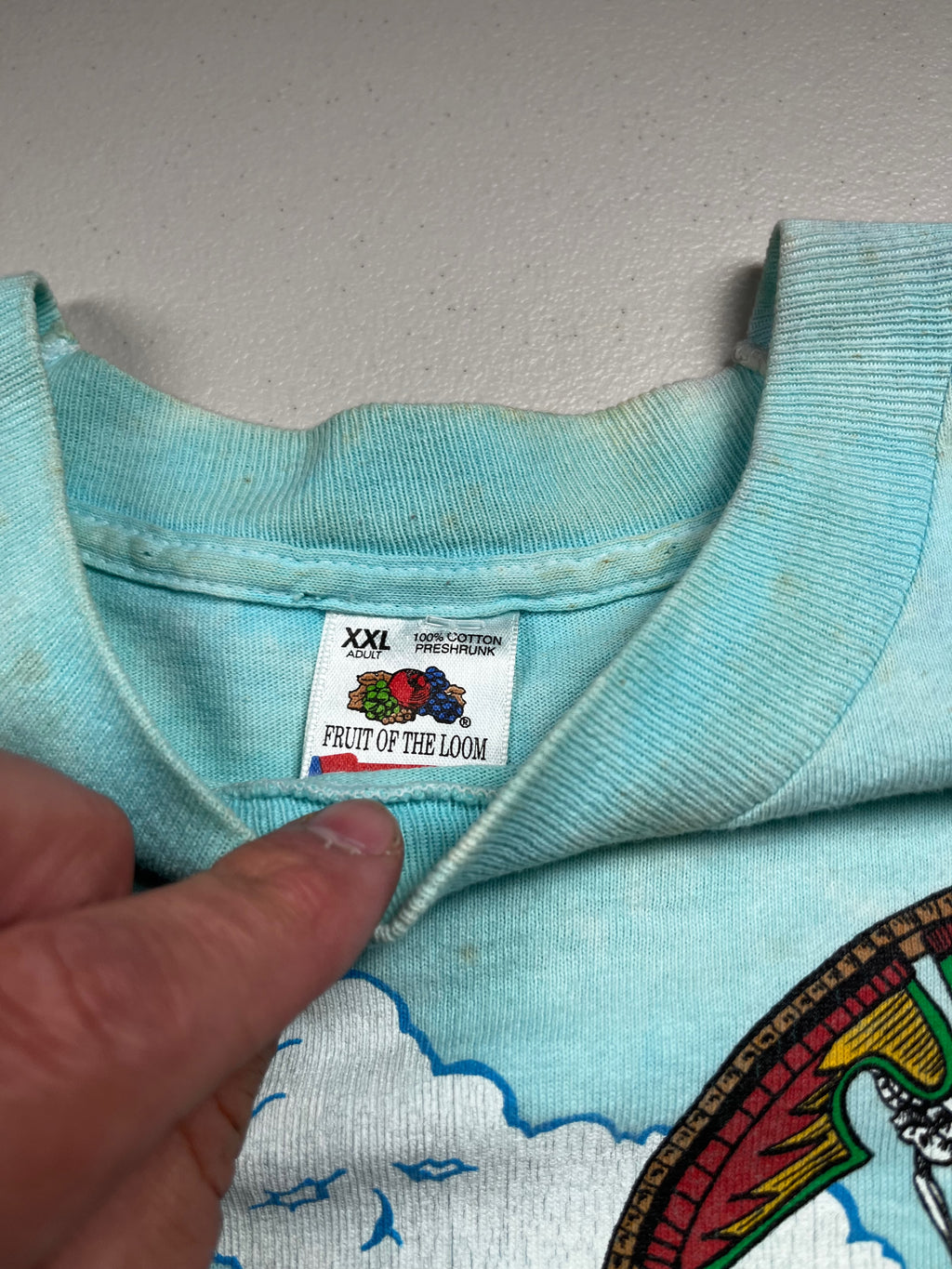 Vintage 1993 Grateful Dead Roller Coaster Liquid Blue Tie Dye T-Shirt