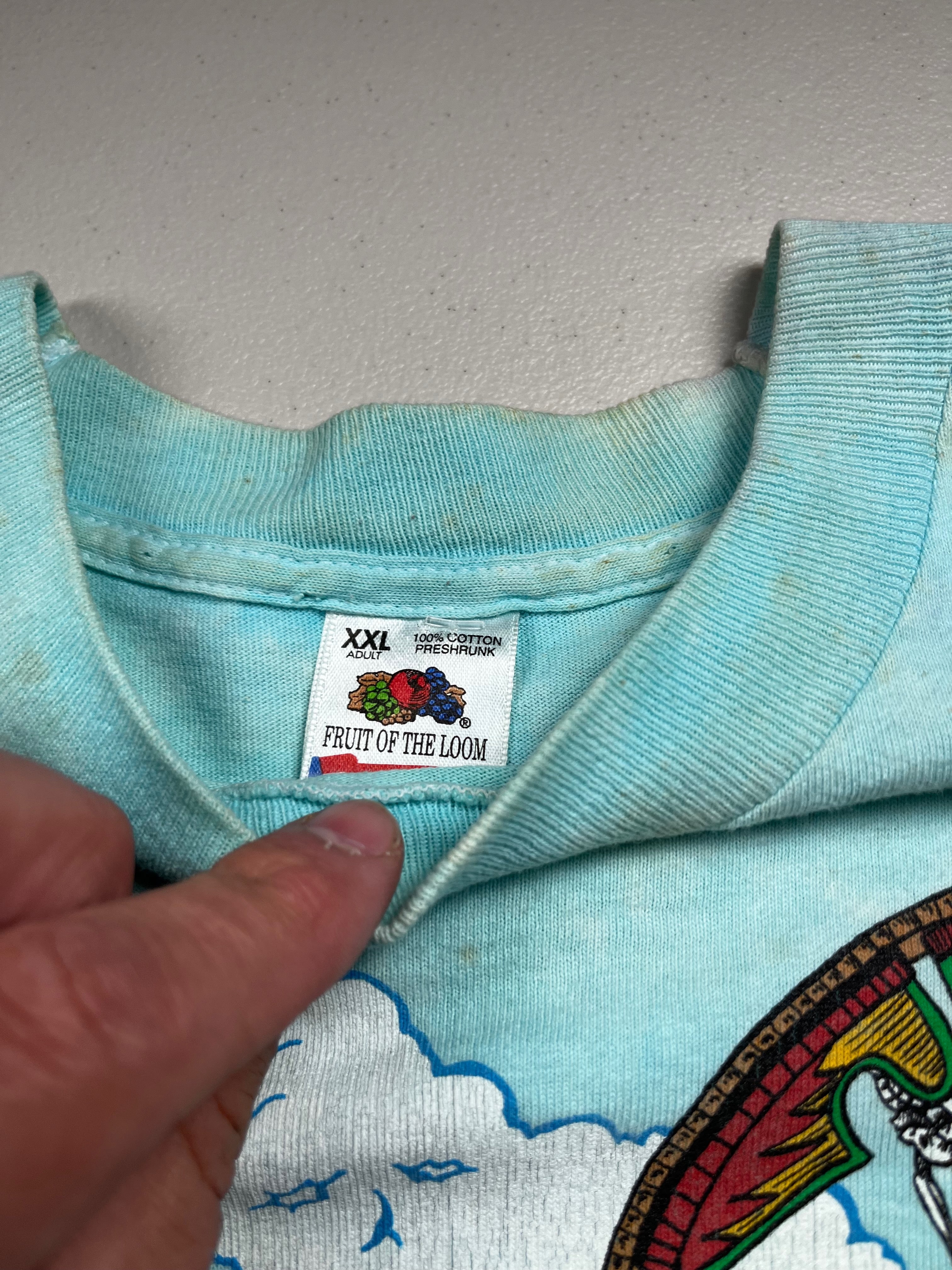 Vintage 1993 Grateful Dead Roller Coaster Liquid Blue Tie Dye T-Shirt