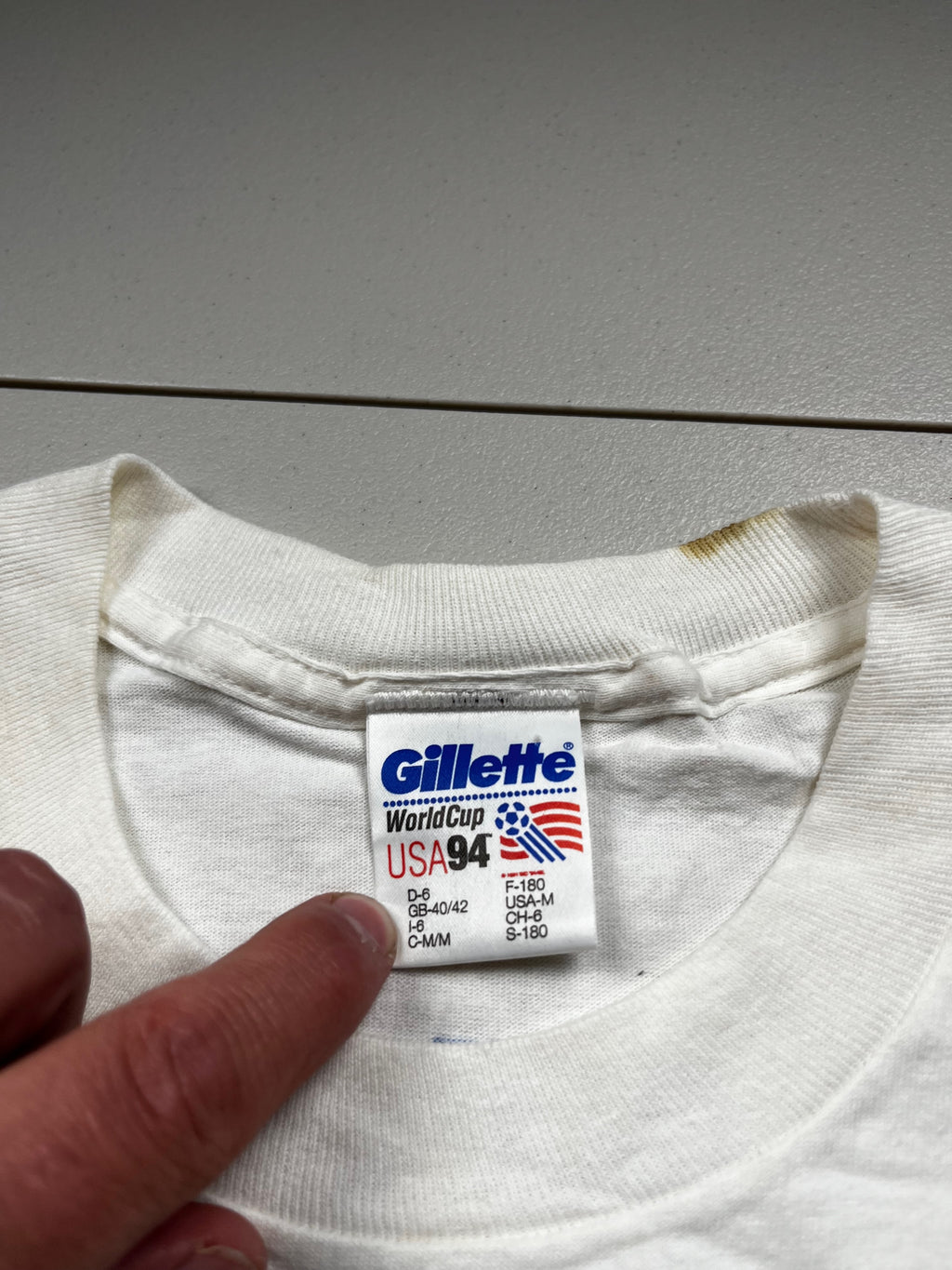 Vintage Gillette World Cup USA 1994 Soccer Graphic T-Shirt White