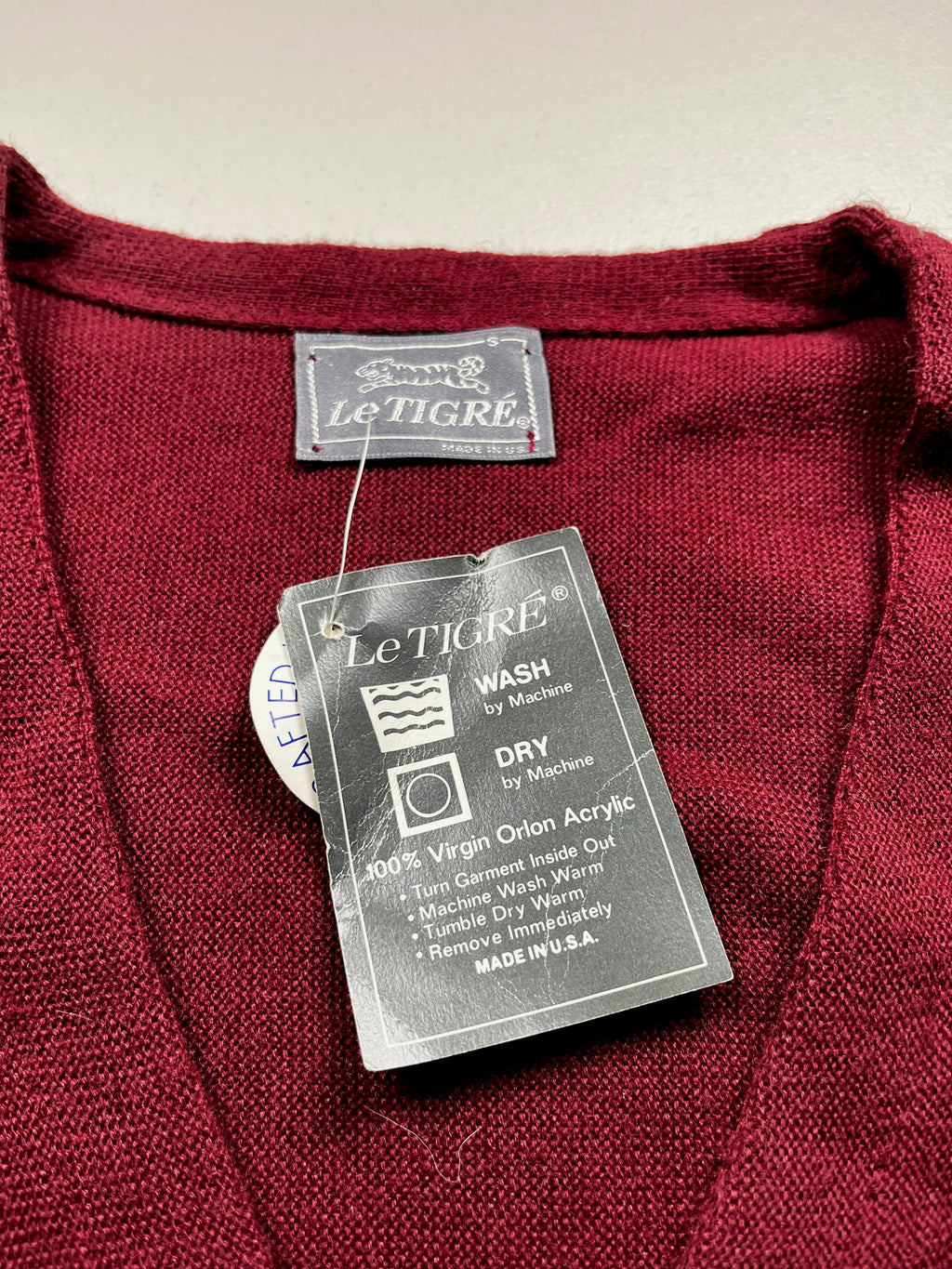Vintage Le Tigre Knit Cardigan Sweater Burgundy